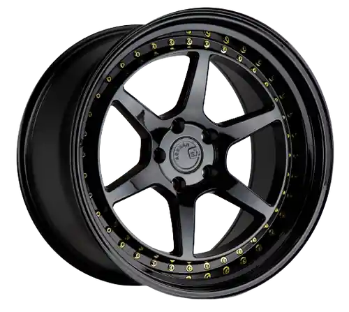 Top Pick Aodhan DS09 5x114.3 18x9.5+22 Gloss Black W /Gold Rivets