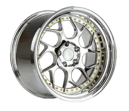 Aodhan DS01 5x114.3 19x10.5+15 Vacuum Chrome W/ Gold Rivets Direct From Factory