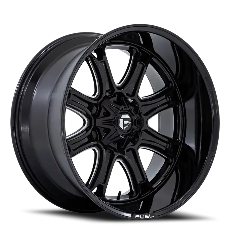 Fuel Darkstar Wheel 20x9 5x127 & 5x139.7 Gloss Black Milled 1mm - FREE T-SHIRT INCLUDED! Free Shipping